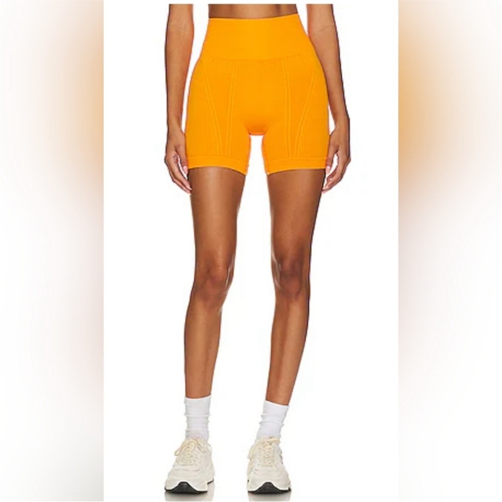 Alala Orange Bike Shorts High-Waisted Seamless
